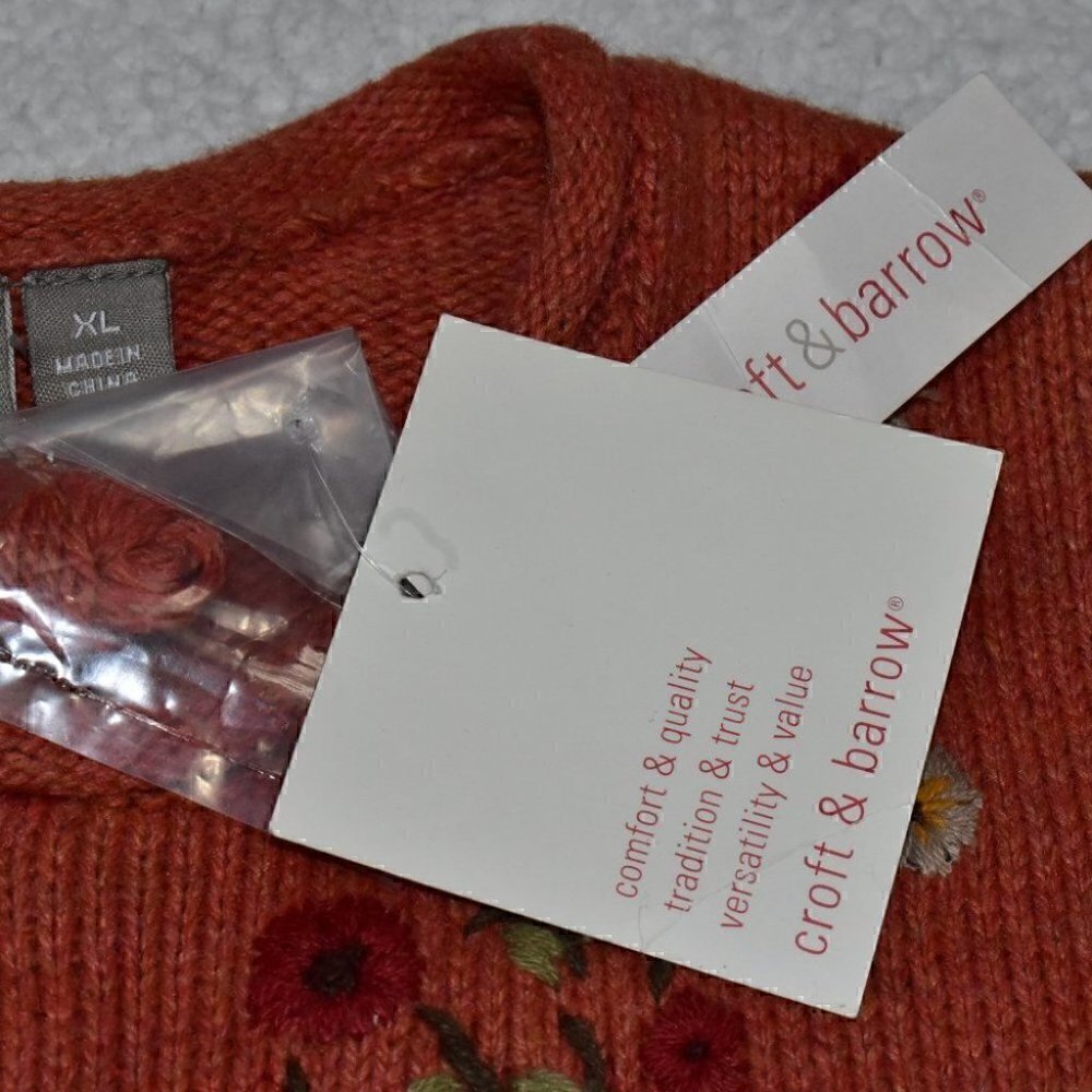 Croft & Barrow Womens Long Sleeve Embroidered Cardigan Sweater Size XL - Picture 6 of 11